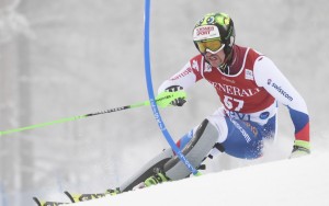 Ein Schweizer Fahrer beim Slalom (Bild: dpa)