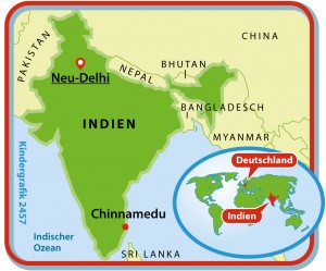 Auf dieser Karte von Indien könnt ihr sehen, woe Chinnamedu liegt. (Grafik: dpa)