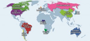 In welchen Ländern werden welche Wörter genutzt? Klicke auf die Karte! (Grafik: ksta)